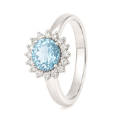 Anello - 18 carati Oro bianco - 0.96ct. tw. Acquamarina - Diamante