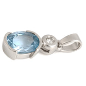 Ciondolo - 18 carati Oro bianco- Acquamarina - Diamante