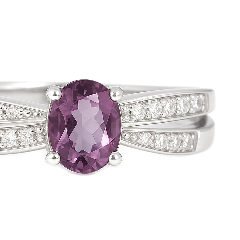 Anello - 18 carati Oro bianco - 0.64ct. tw. Rubino - Diamante