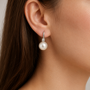 Orecchini - 18 carati Oro bianco - 0.10ct. tw. Diamante (Naturale) - Perla - Made in Italy - Handmade
