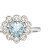 Anello - 18 carati Oro bianco - 0.77ct. tw. Acquamarina - Diamante