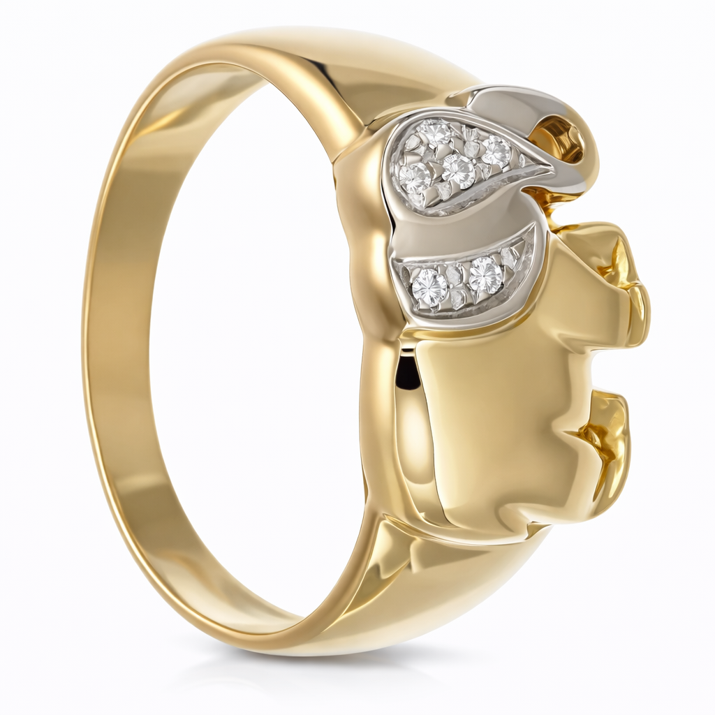 Anello - 18 carati Oro giallo, Oro bianco Diamante (Naturale)