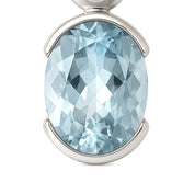 Ciondolo - 18 carati Oro bianco- Acquamarina - Diamante