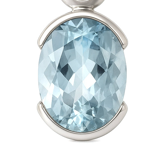 Ciondolo - 18 carati Oro bianco- Acquamarina - Diamante