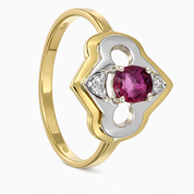 Anello - 18 carati Oro giallo, Oro bianco Rubino - Diamante