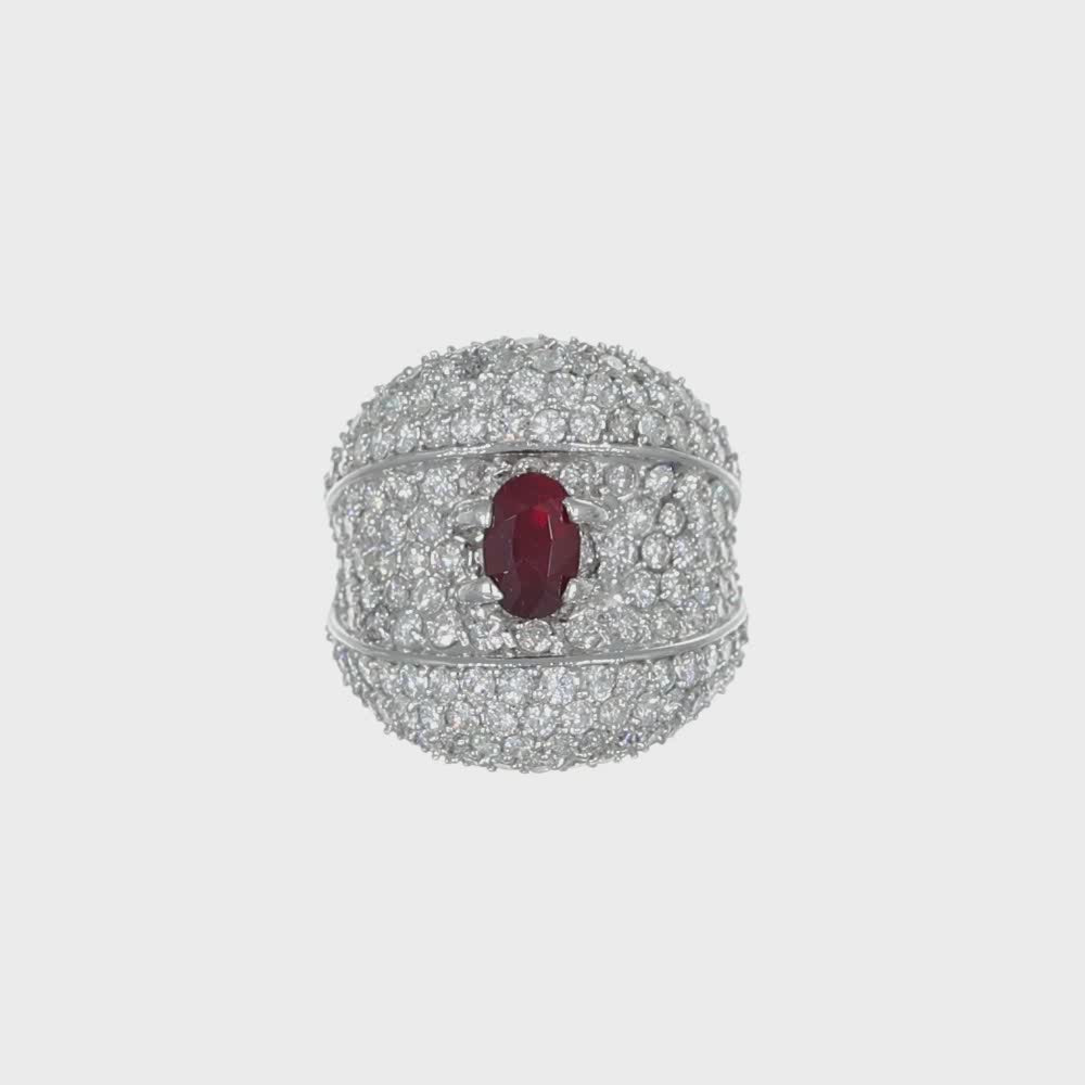 Anello - 18 carati Oro bianco - 2.55ct. tw. Diamante (Naturale) - Rubino