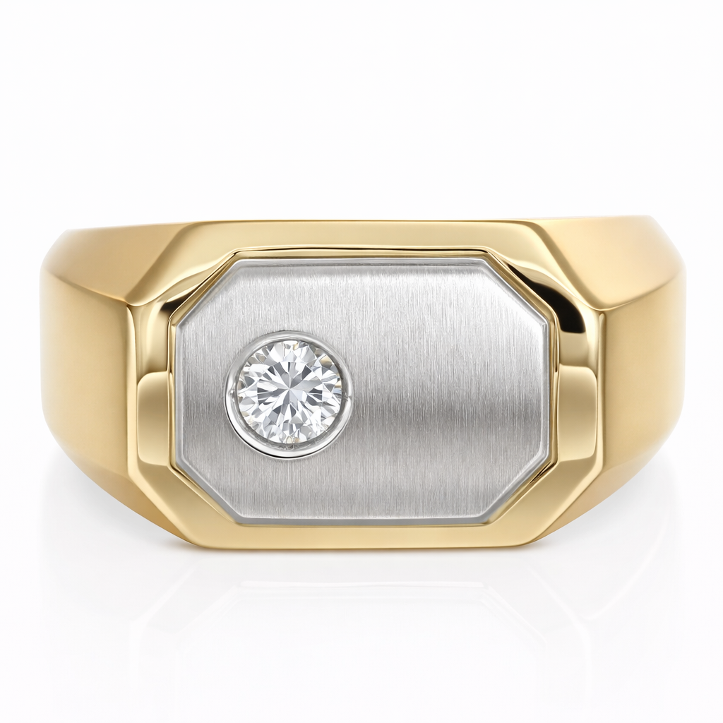 Anello - 18 carati Oro giallo, Oro bianco - 0.15ct. tw. Diamante (Naturale)