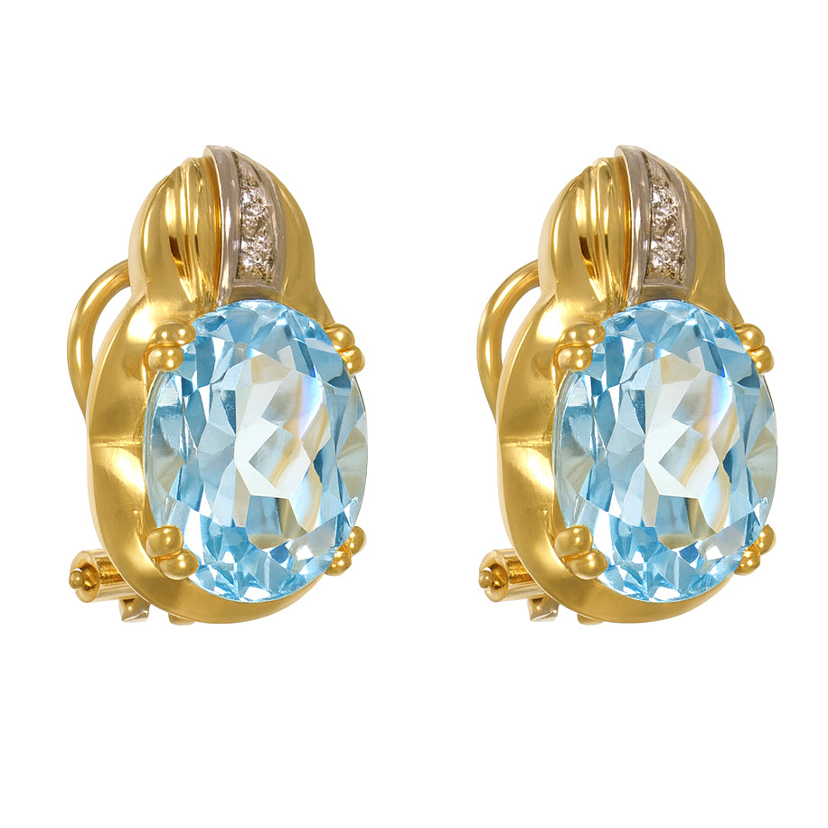 Orecchini - 18 carati Oro giallo, Oro bianco - 8.94ct. tw. Topazio - Diamante
