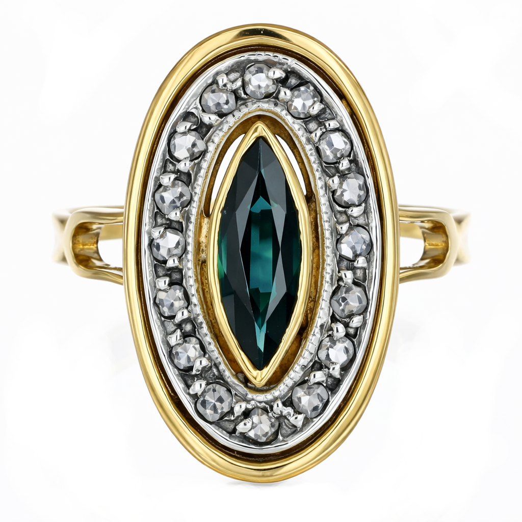 Anello - 18 carati Oro giallo - 0.92ct. tw. Zaffiro - Diamante