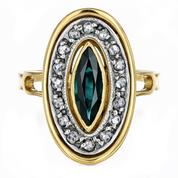 Anello - 18 carati Oro giallo - 0.92ct. tw. Zaffiro - Diamante