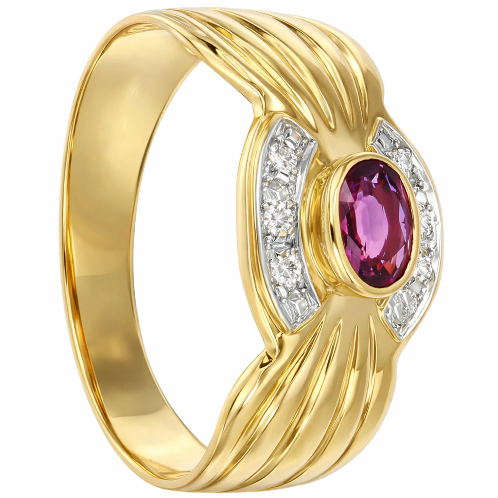 Anello - 18 carati Oro giallo Oro Bianco - 0.46ct. tw. Rubino - Diamante