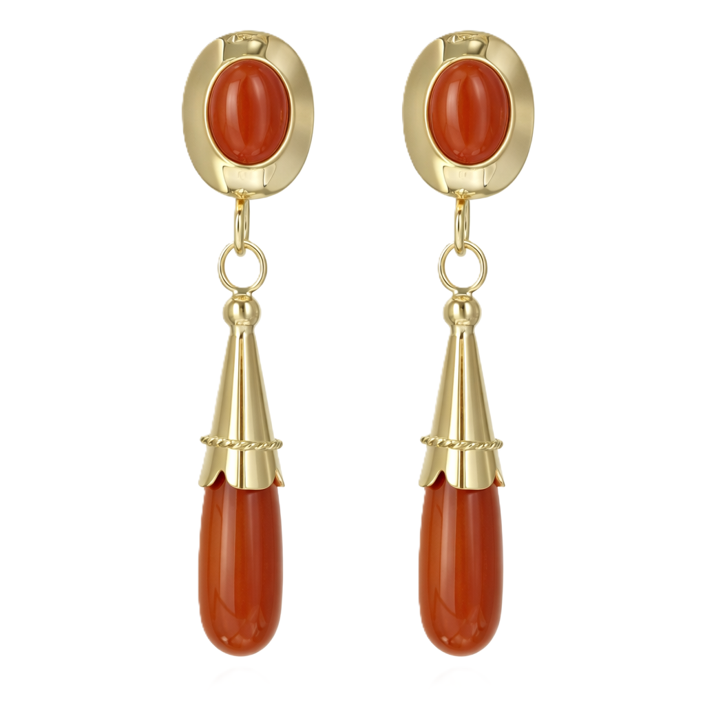 Orecchini - 18 carati Oro giallo - 15ct. tw. Corallo