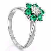 Anello - 18 carati Oro bianco - 0.85ct. tw. Smeraldo - Diamante