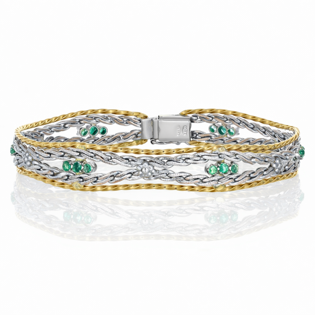 Bracciale - 18 carati Oro giallo, Oro bianco - 0.72ct. tw. Smeraldo