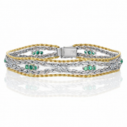 Bracciale - 18 carati Oro giallo, Oro bianco - 0.72ct. tw. Smeraldo