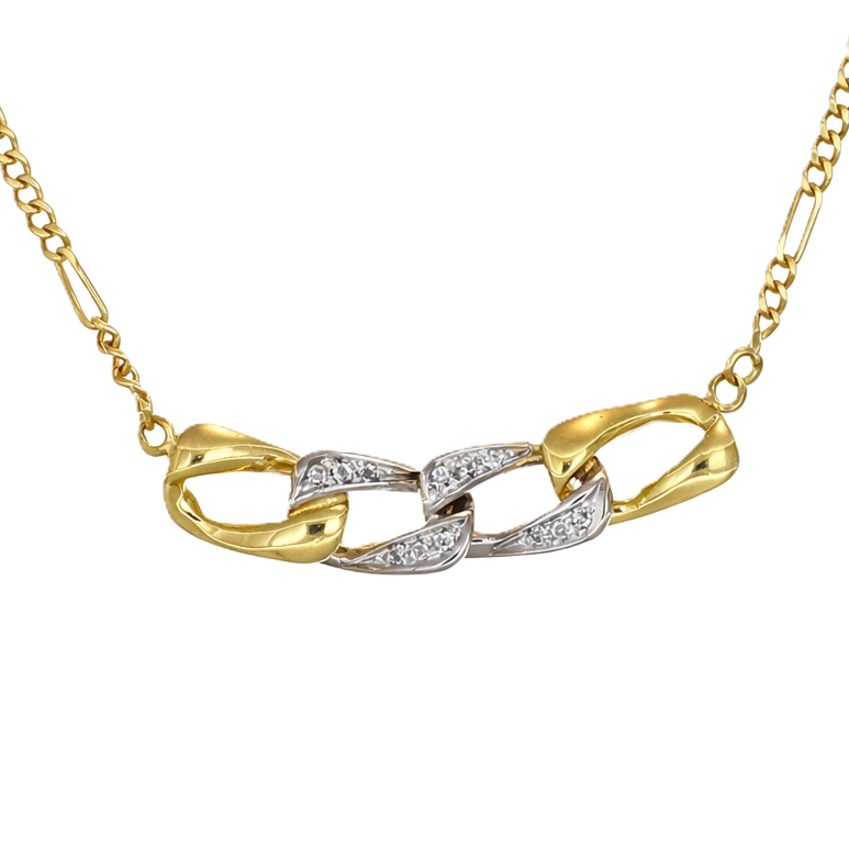 Collana - 18 carati Oro bianco, Oro giallo - 0.12ct. tw. Diamante (Naturale)