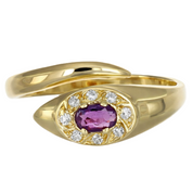 Anello - 18 carati Oro giallo - 0.33ct. tw. Rubino - Diamante