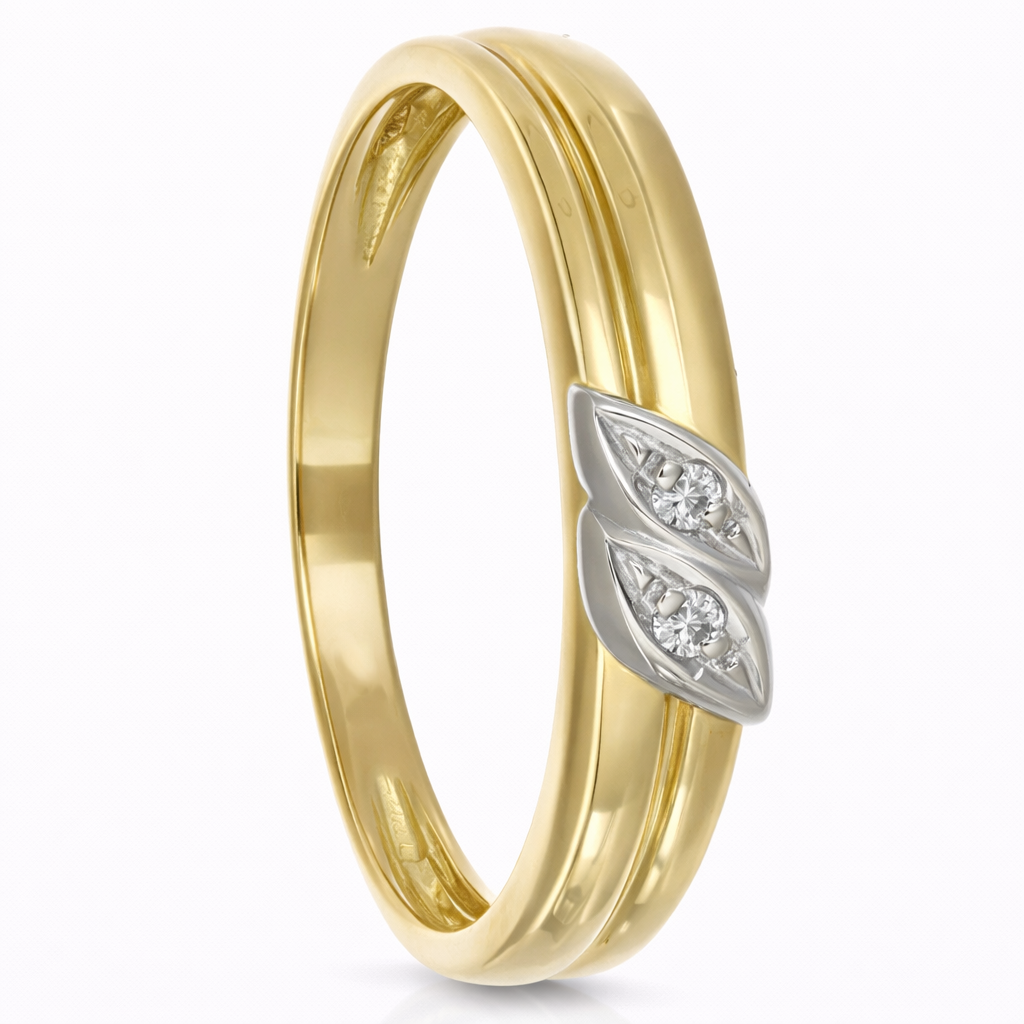 Anello - 18 carati Oro giallo, Oro bianco Diamante (Naturale)