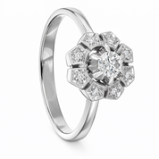 Anello - 18 carati Oro bianco Diamante (Naturale) - Diamante