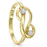 Anello - 18 carati Oro giallo, Oro bianco Diamante (Naturale)