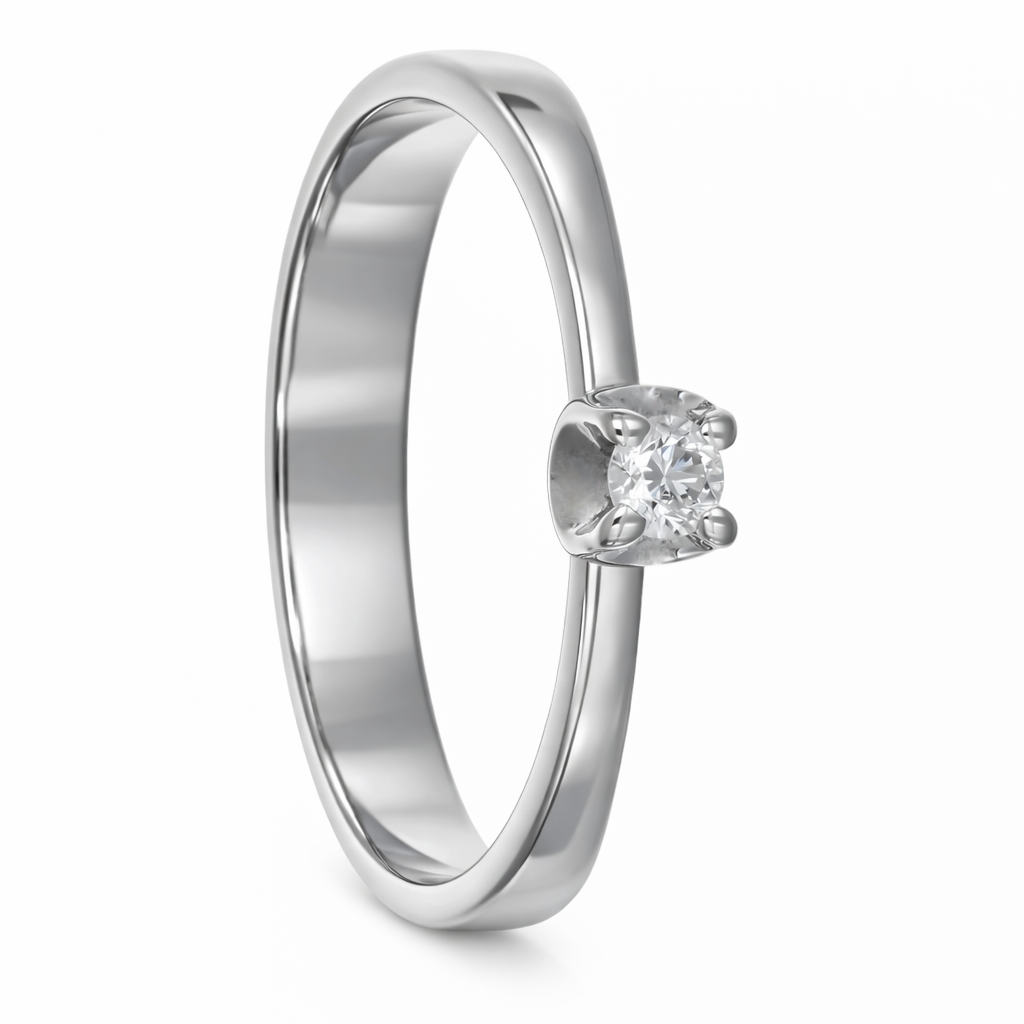 Anello - 18 carati Oro bianco Diamante (Naturale)