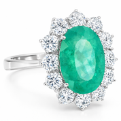 Anello - 18 carati Oro bianco - 5.60ct. tw. Smeraldo - Diamante