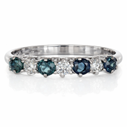 Anello - 18 carati Oro bianco - 0.56ct. tw. Zaffiro - Diamante