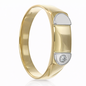 Anello - 18 carati Oro giallo, Oro bianco Diamante (Naturale)
