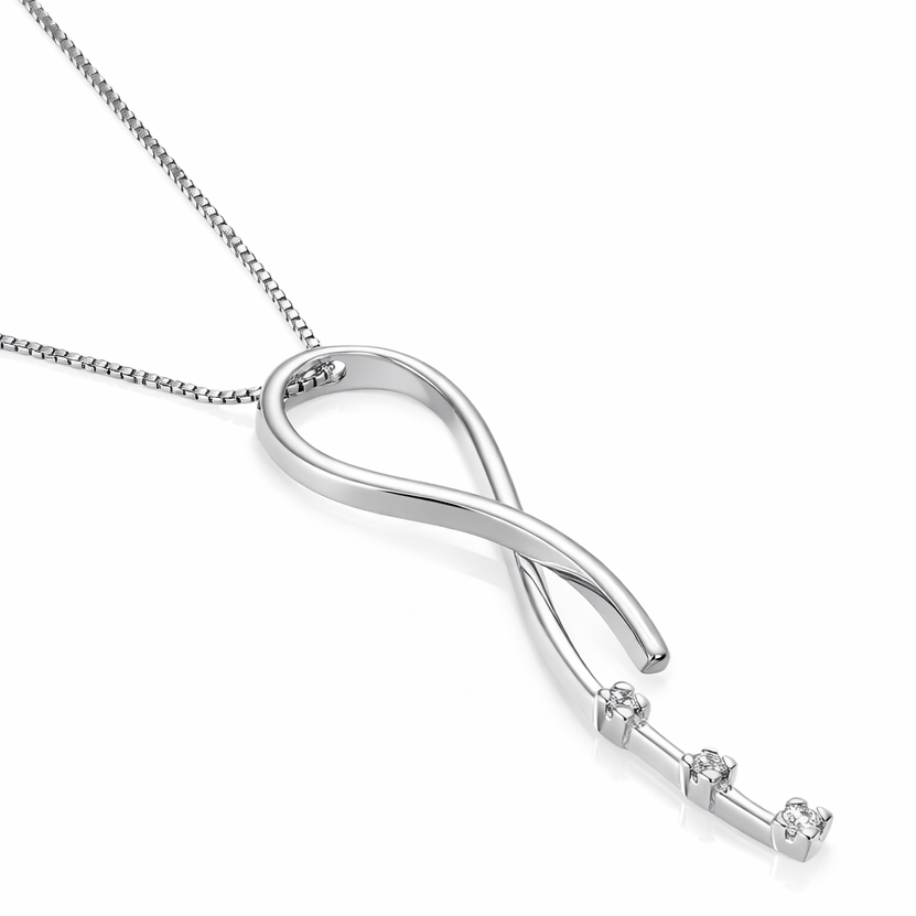 Collana con ciondolo - 18 carati Oro bianco Diamante (Naturale)