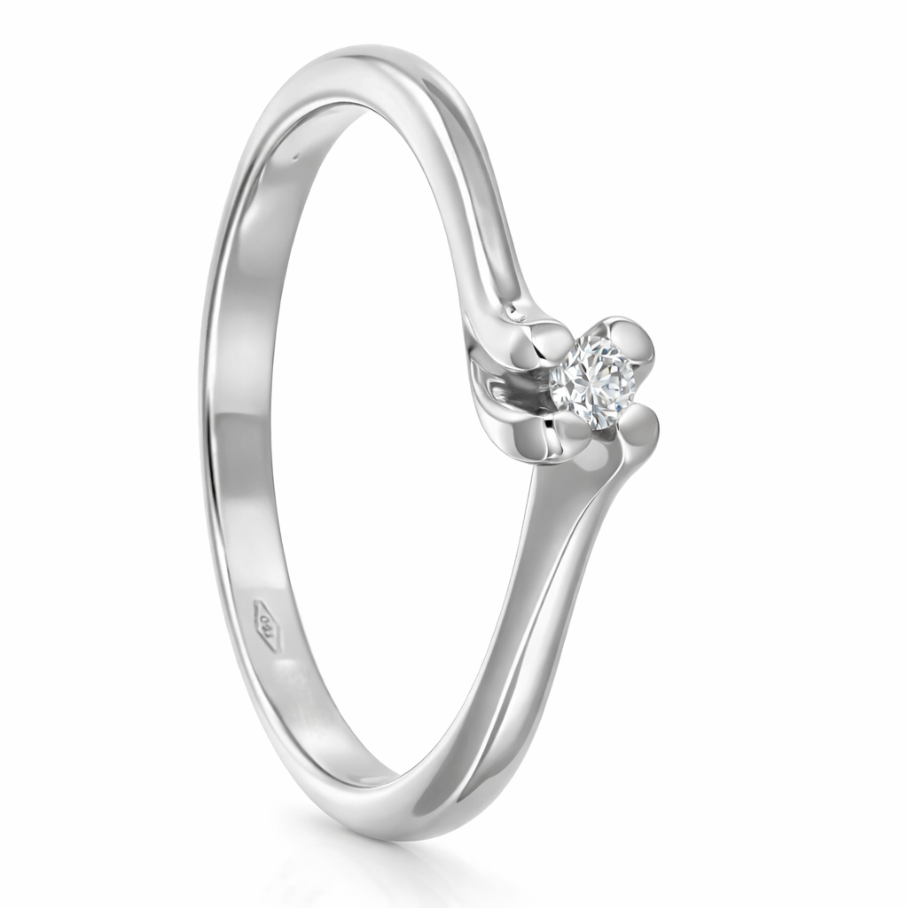 Anello - 18 carati Oro bianco Diamante (Naturale)