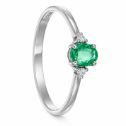 Anello - 18 carati Oro bianco Smeraldo - Diamante