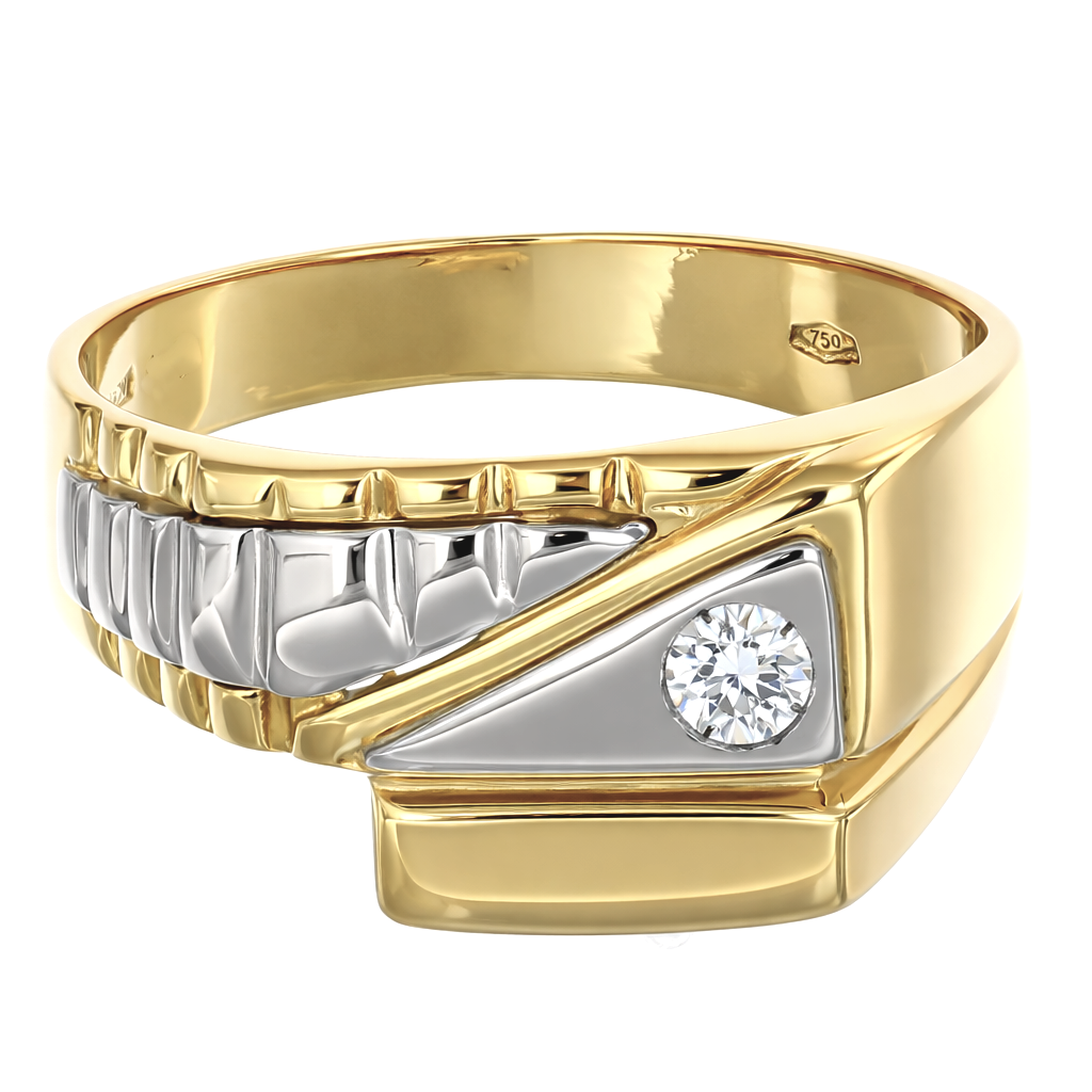 Anello in Oro giallo, Oro bianco 18 carati -Zircone