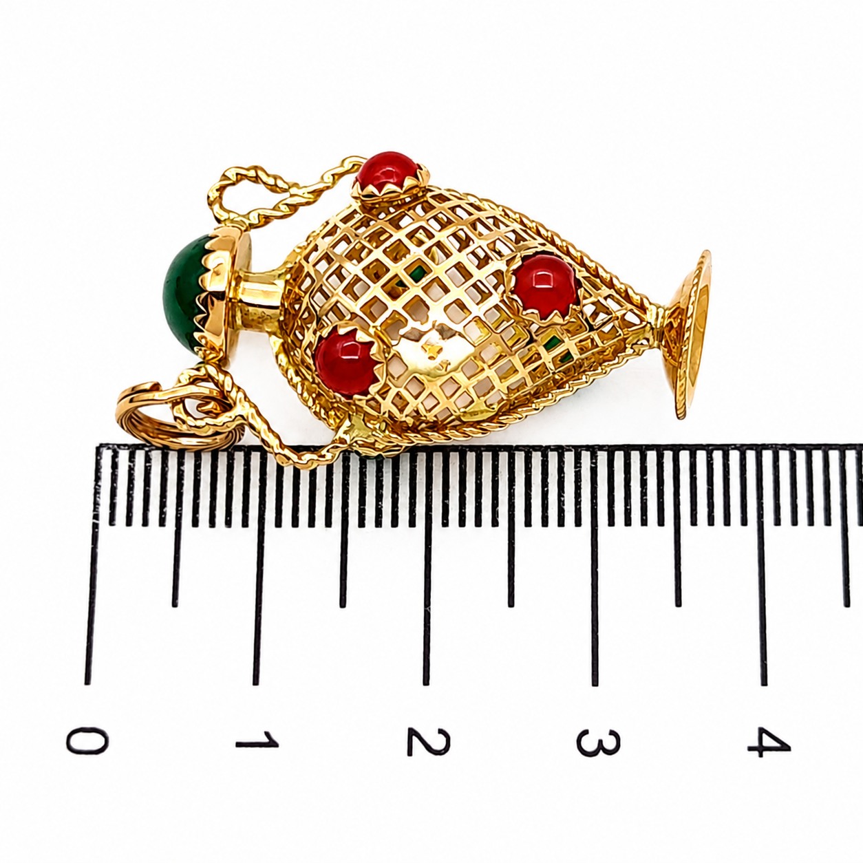 Ciondolo - 18 carati Oro giallo, Agata Corallo - Made in Italy - Handmade