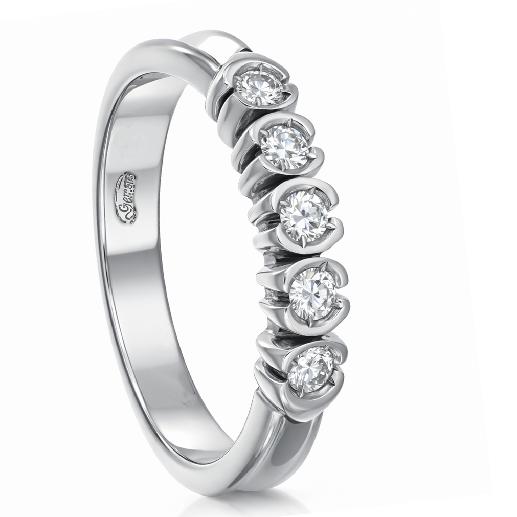 Anello - 18 carati Oro bianco Diamante (Naturale)