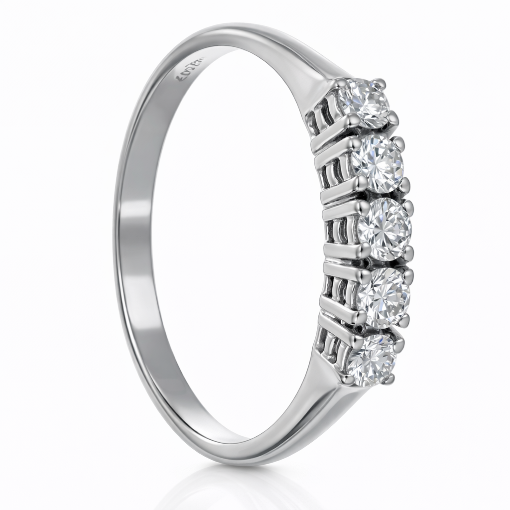 Anello - 18 carati Oro bianco - 0.2ct. tw. Diamante (Naturale)