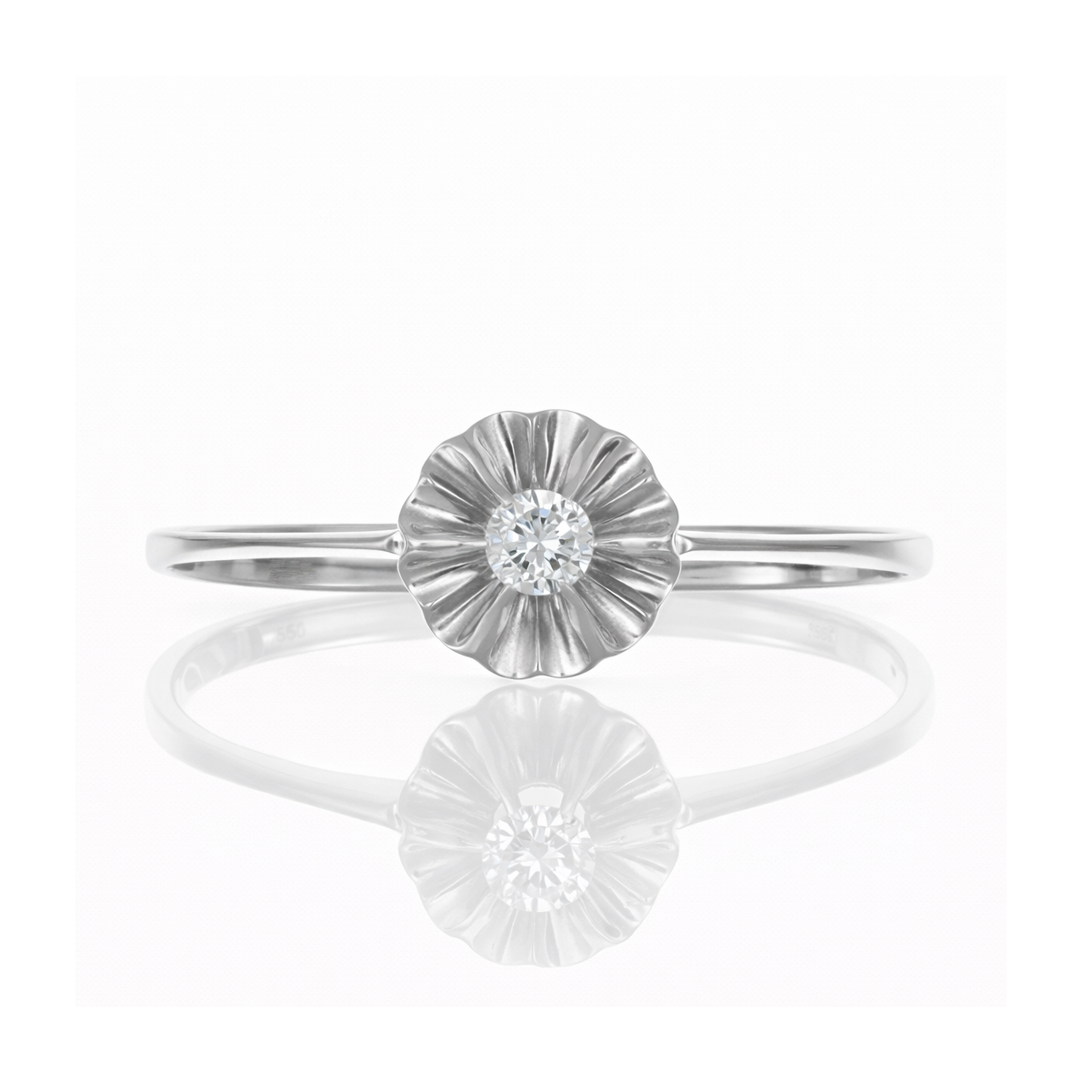 Anello - 18 carati Oro bianco Diamante (Naturale)