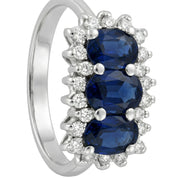 Anello - 18 carati Oro bianco - 3.73ct. tw. Zaffiro - Diamante