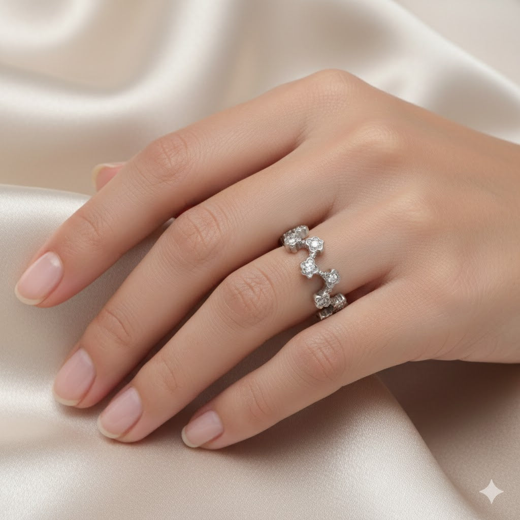 Anello - 18 carati Oro bianco Diamante (Naturale)