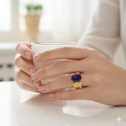 Anello - 18 carati Oro giallo - 2.80ct. tw. Ametista