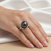 Anello - 18 carati Oro bianco Perla - Diamante