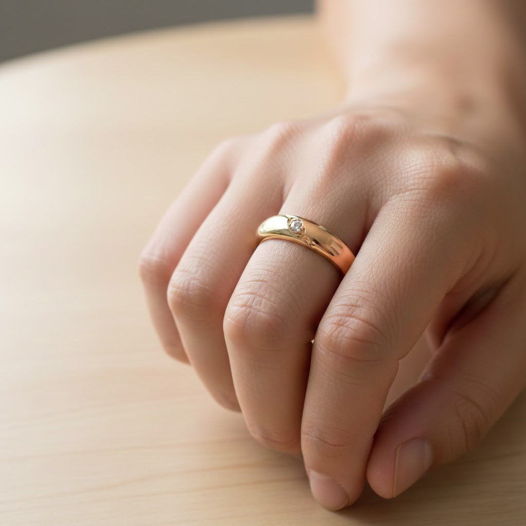 Anello - 18 carati Oro giallo, Oro rosa - 0.12ct. tw. Diamante (Naturale) - Diamante - fedi