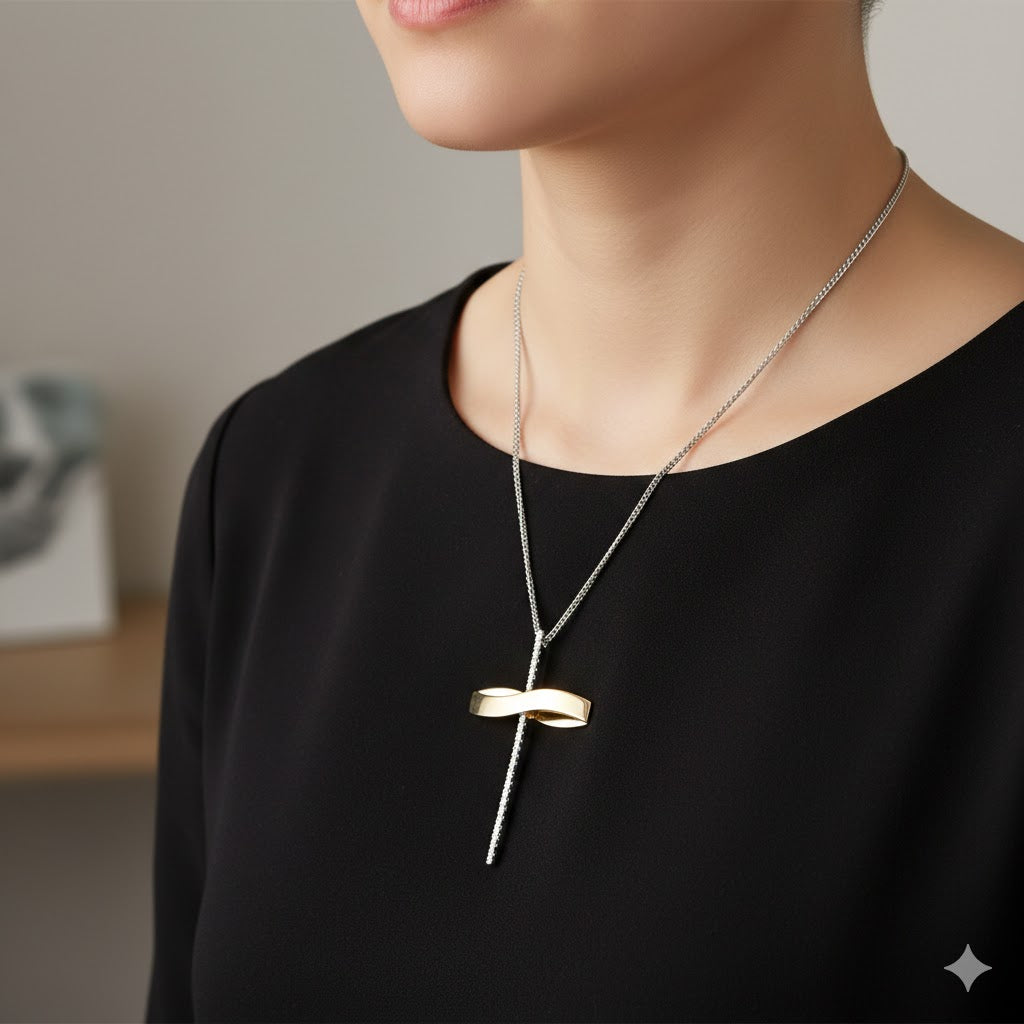 Collana con ciondolo - 18 carati Oro bianco, Oro giallo - 0.75ct. tw. Diamante (Naturale)