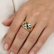 Anello - 18 carati Oro giallo - 0.37ct. tw. Zaffiro - Diamante