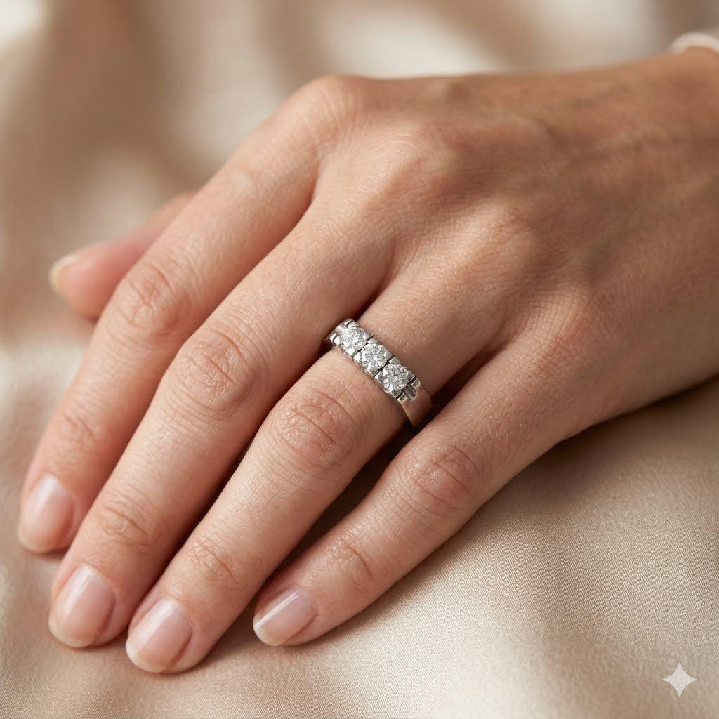 Anello - 18 carati Oro bianco - 0.45ct. tw. Diamante (Naturale)