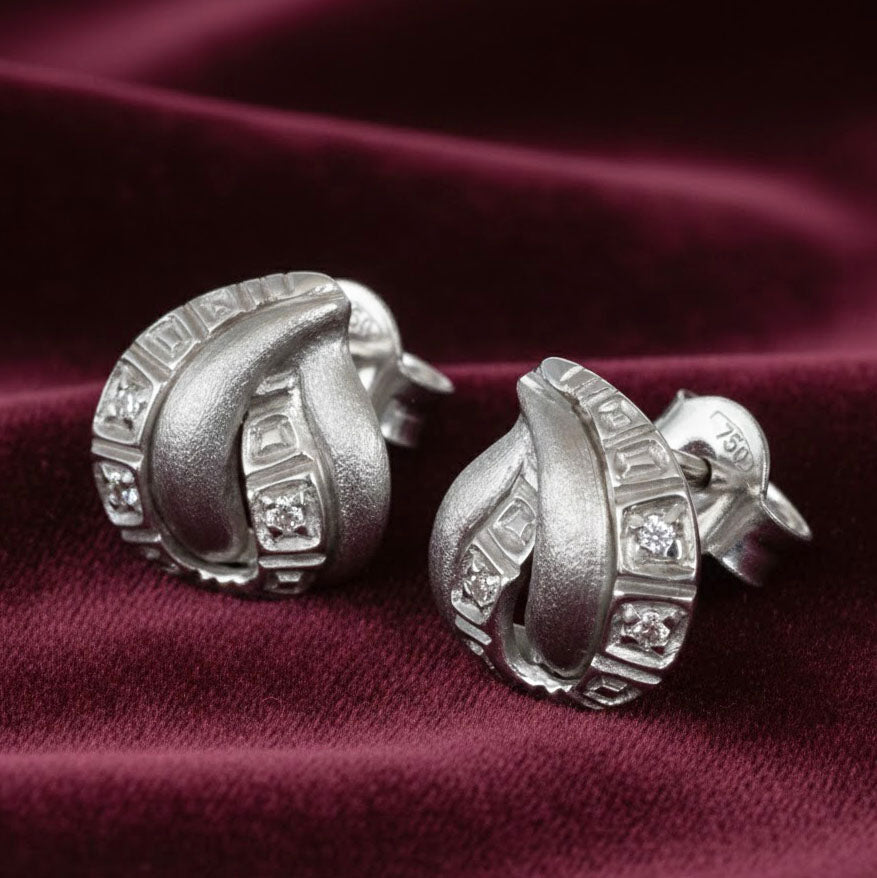 Orecchini - 18 carati Oro bianco - 0.06ct. tw. Diamante (Naturale) - Diamante