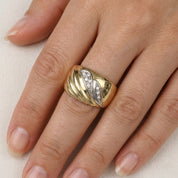 Anello - 18 carati Oro bianco, Oro giallo - 0.08ct. tw. Diamante (Naturale)