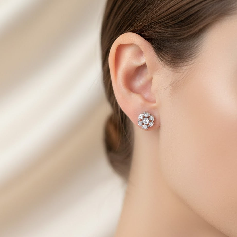 Orecchini - 18 carati Oro bianco Diamante (Naturale) - Diamante