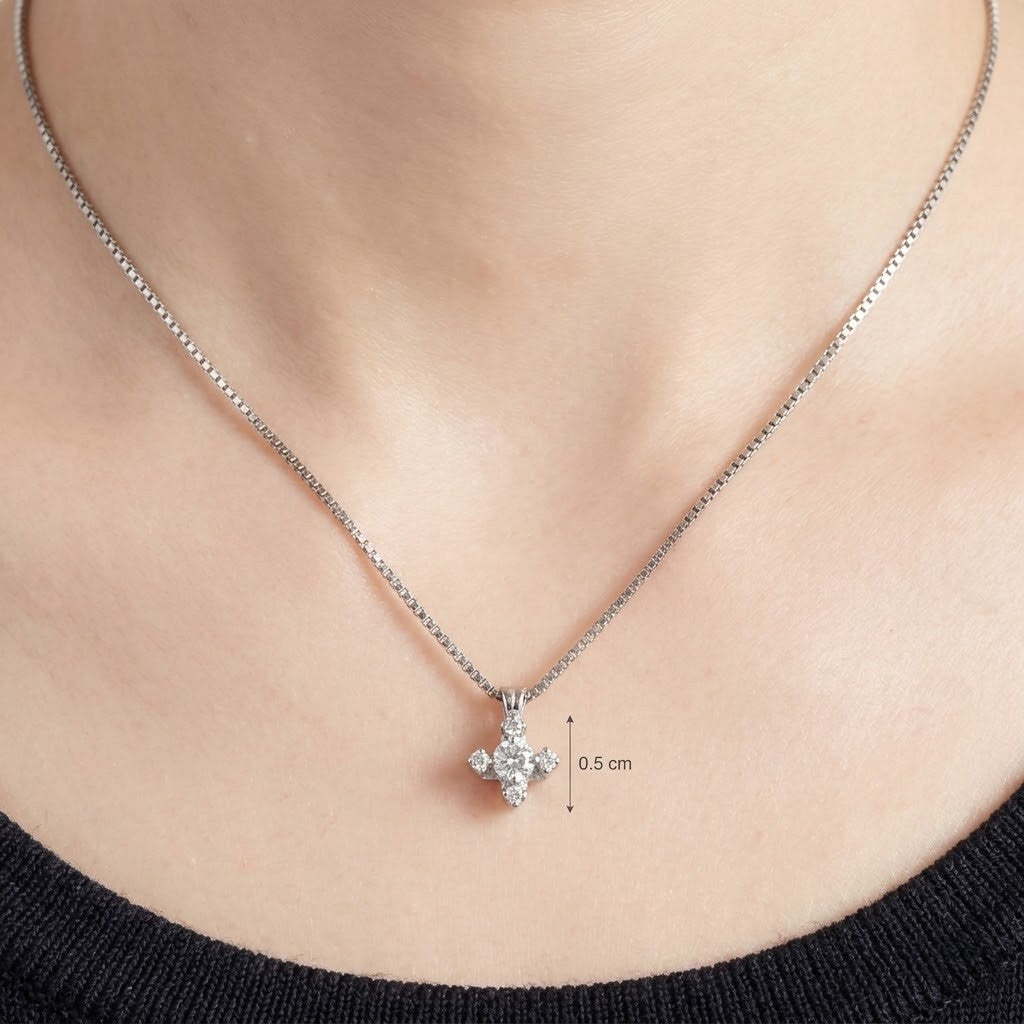 Collana con ciondolo - 18 carati Oro bianco - 0.05ct. tw. Diamante (Naturale)