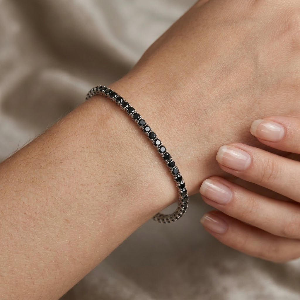 Bracciale - 18 carati Oro bianco - 0.20ct. tw. Onice
