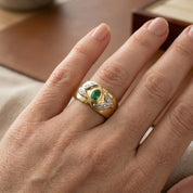 Anello - 18 carati Oro bianco, Oro giallo - 0.42ct. tw. Smeraldo - Diamante